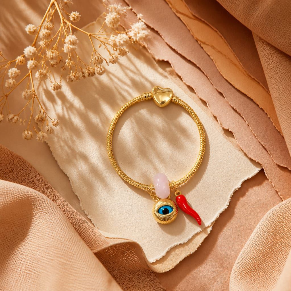 PULSERA PANDORA CON OJO DE SANTA LUCIA - Piedras Bellisimas