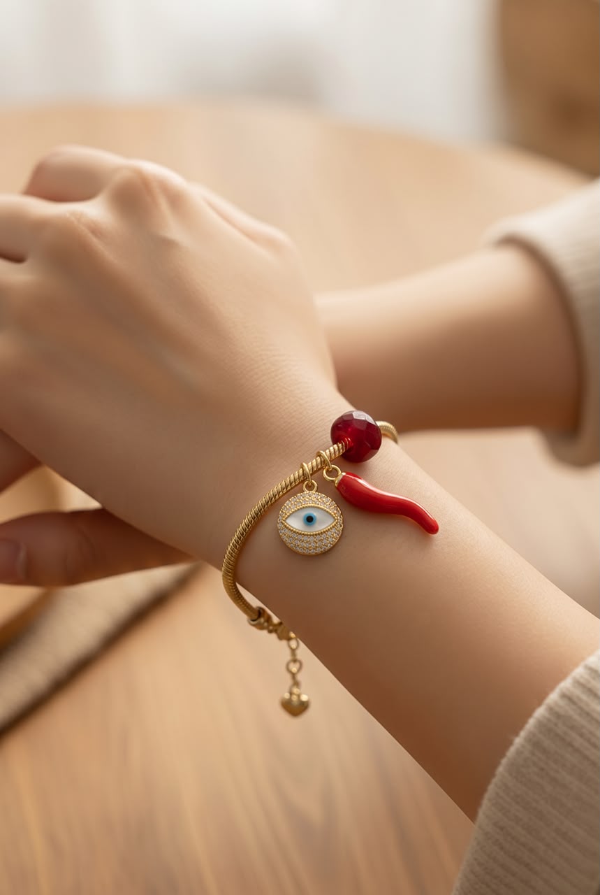 PULSERA PANDORA CON OJO DE SANTA LUCIA 01 - Piedras Bellisimas