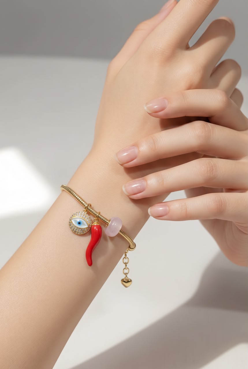 PULSERA PANDORA CON OJO DE SANTA LUCIA 01 - Piedras Bellisimas