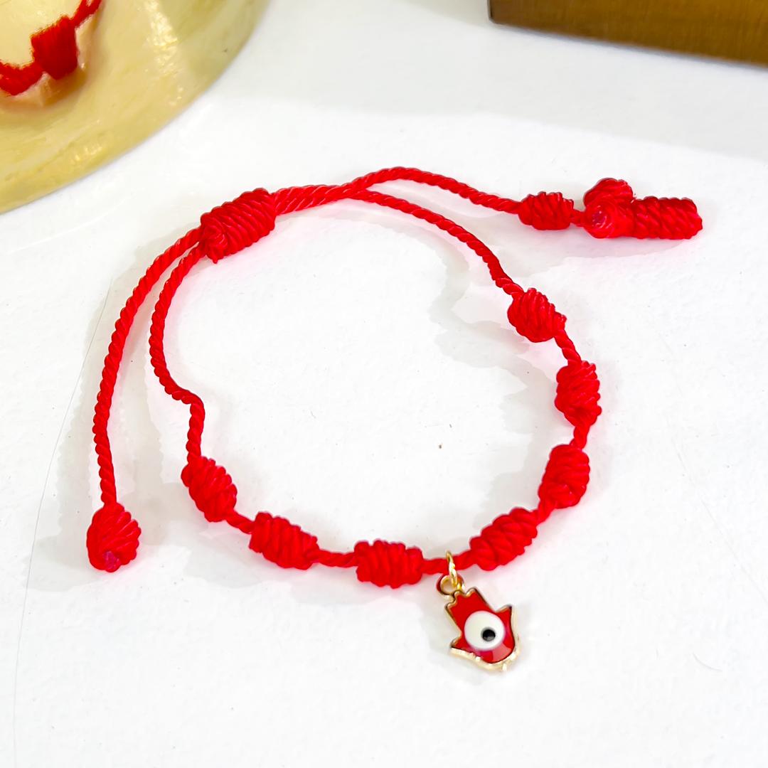 PULSERA 7 NUDO Y DIJES - Piedras Bellisimas