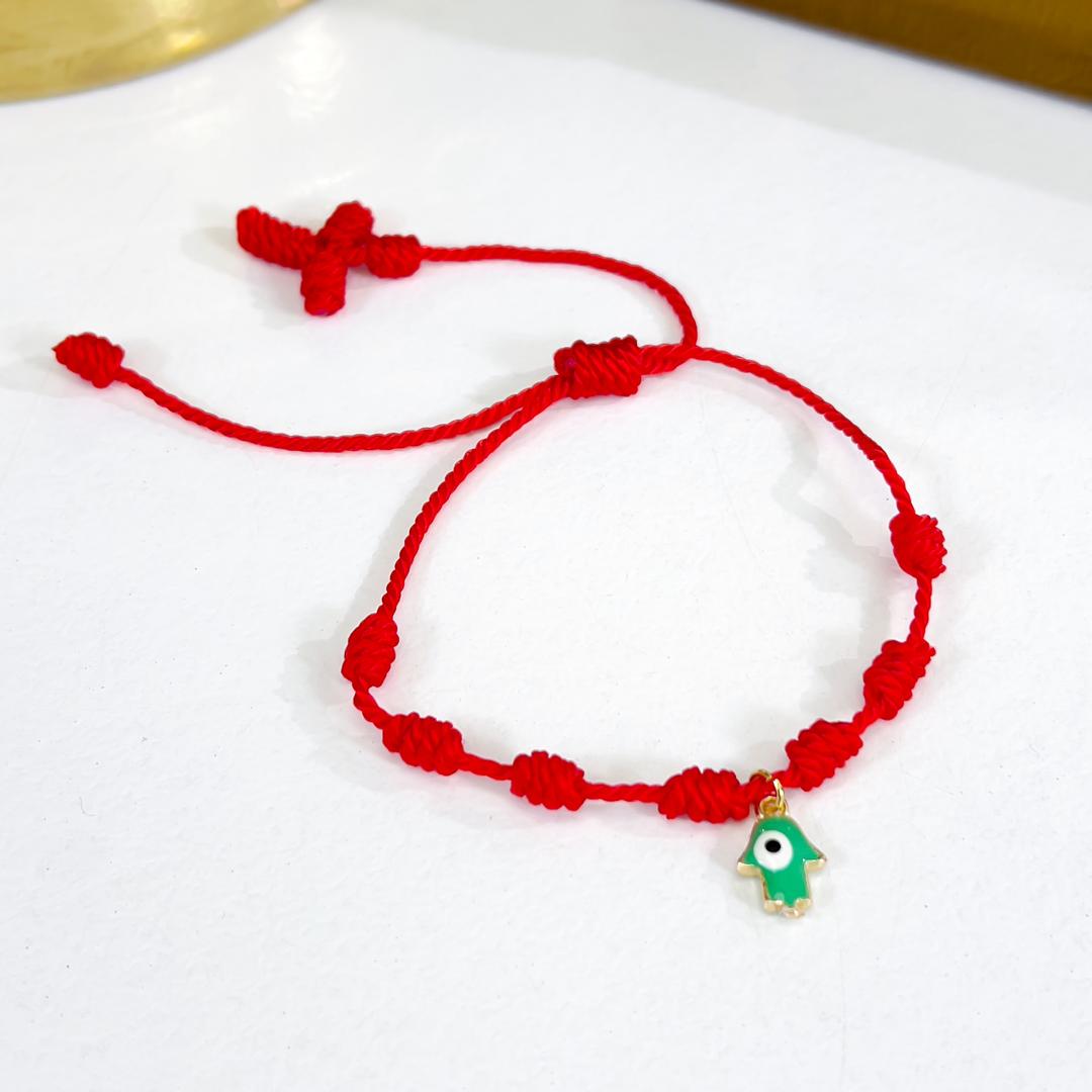 PULSERA 7 NUDO Y DIJES - Piedras Bellisimas