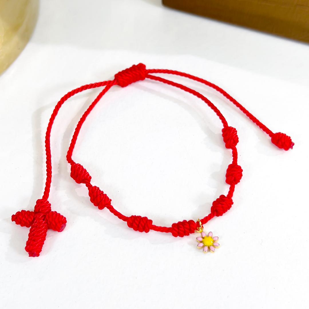 PULSERA 7 NUDO DIJE FLOR - Piedras Bellisimas