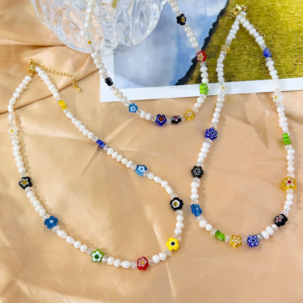 COLLAR FLOR PERLA - Piedras Bellisimas