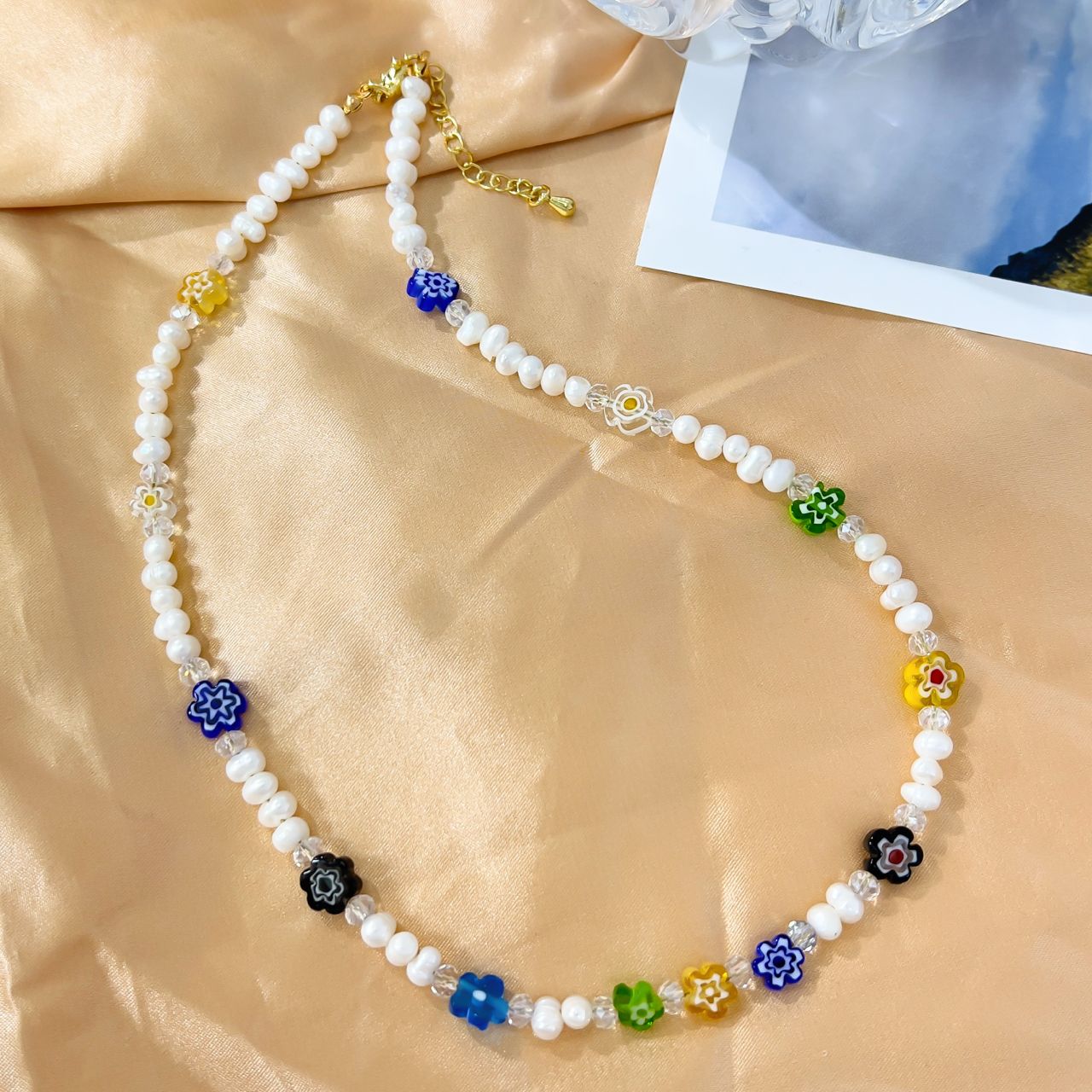 COLLAR FLOR PERLA - Piedras Bellisimas